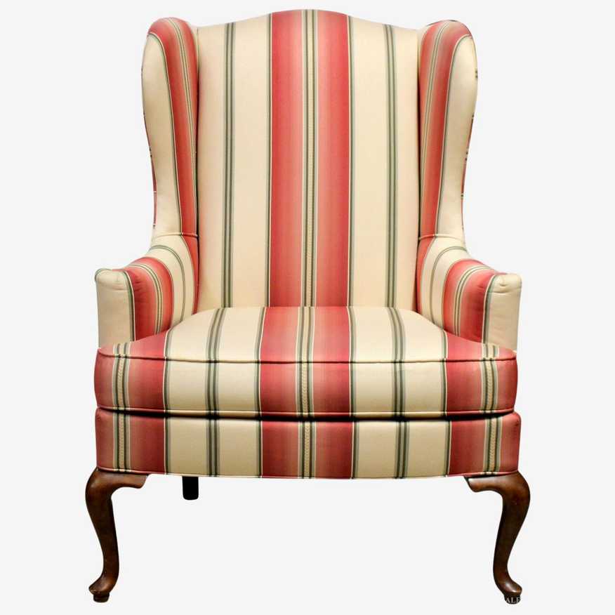 Drexel Heritage Striped Wingback Chair - image 0