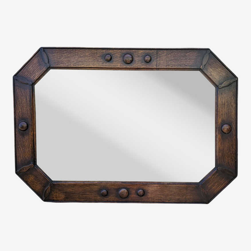 Antique Quarter-Sawn Tiger Oak Jacobian Revival Federalist Wall Mirror - image 0