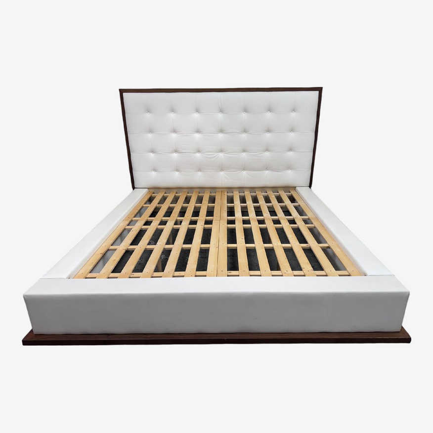 Eastern King Modloft Ludlow White Pelle + Walnut Bed Frame - image 0