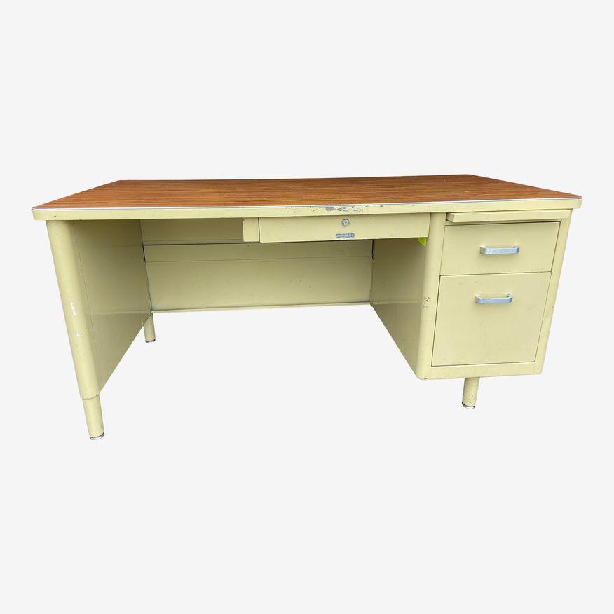 1970s Vintage Mid Century Modern Metal Tanker Desk - image 0