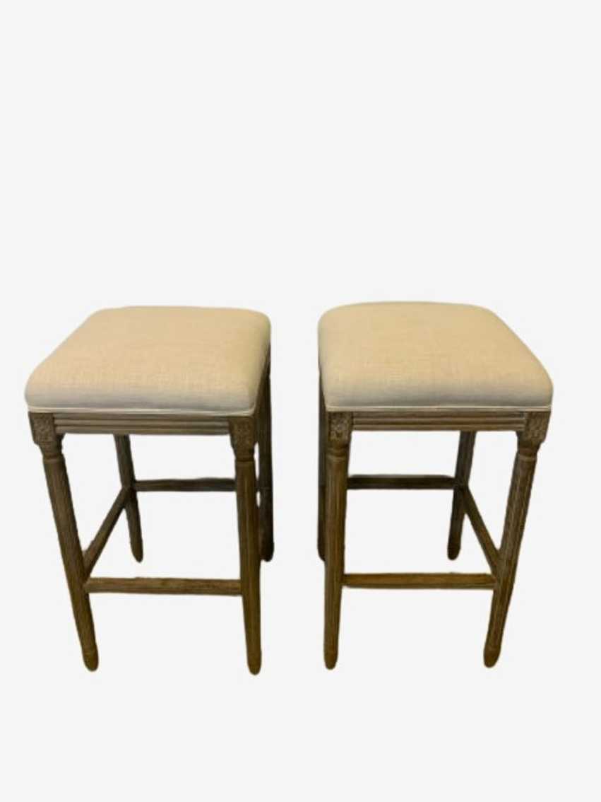 Set Of 2 World Market Paige Bar Stools In Natural Linen - image 0