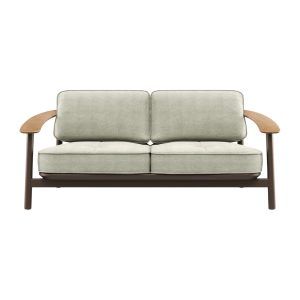 Twins Teak Upholstered 2 Seater Sofa