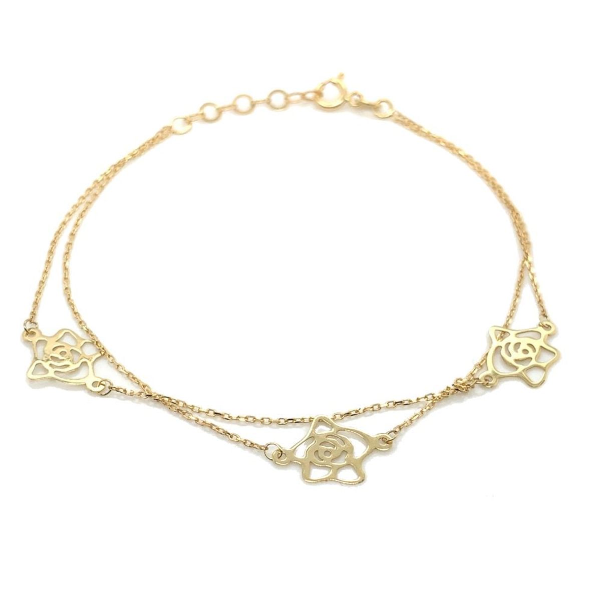 Złota bransoletka Celebrytka z kwiatkami