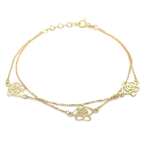 Złota bransoletka Celebrytka z kwiatkami