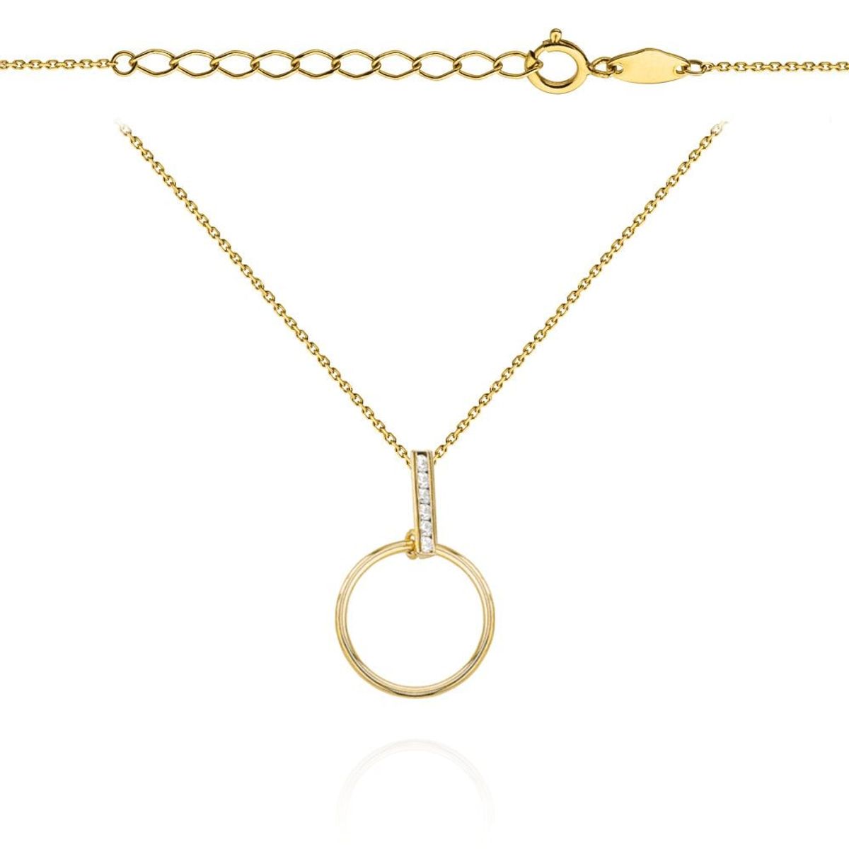 Złoty naszyjnik Ring z cyrkoniami