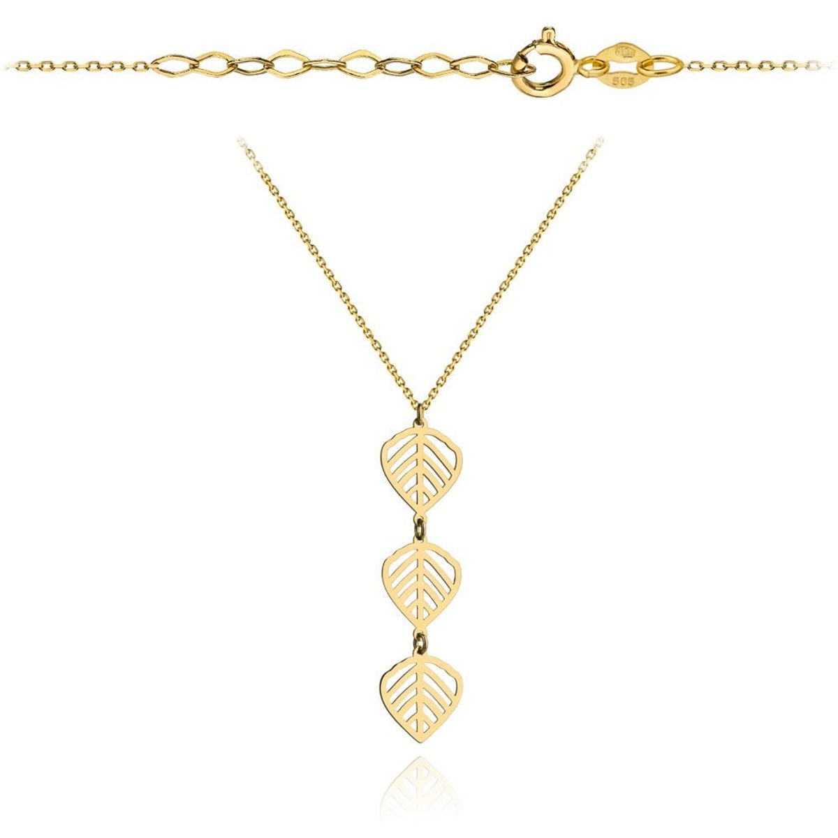 Złoty naszyjnik wiszące trzy listki