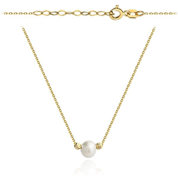 Złoty naszyjnik z perełką i kuleczkami