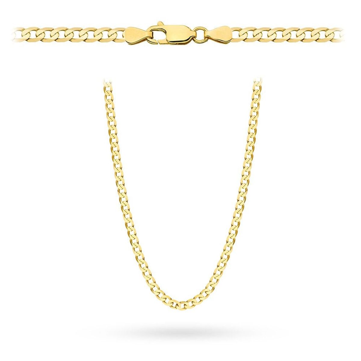 złoty łańcuszek gładka pancerka 55 cm