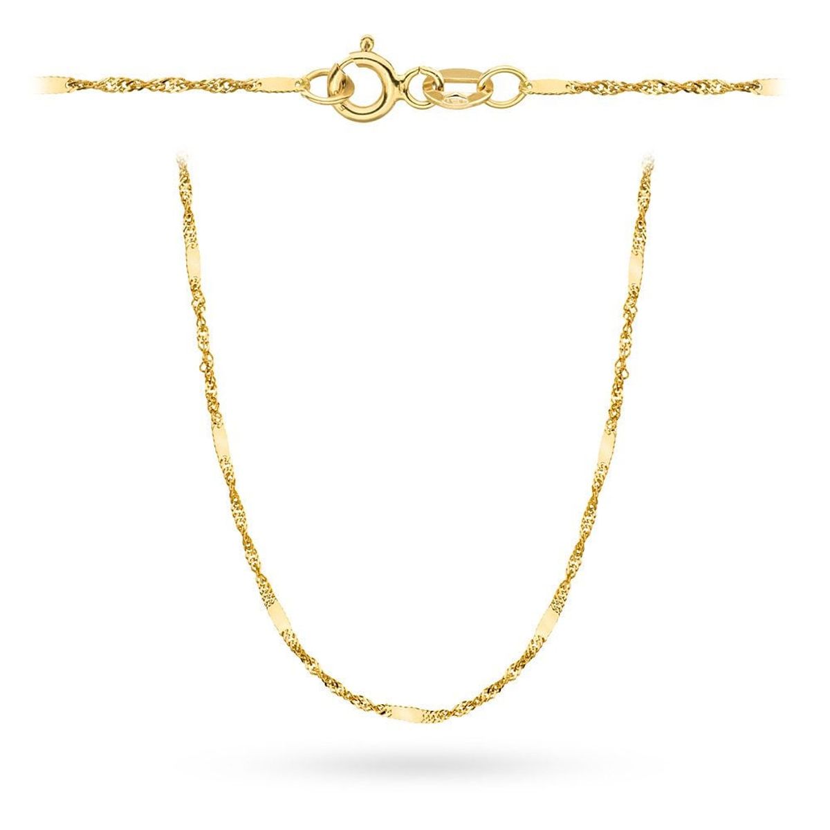 Złoty łańcuszek - Singapure z blaszką 42 cm