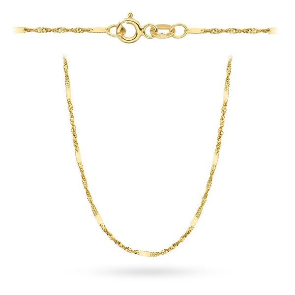 Złoty łańcuszek - Singapure z blaszką 50 cm