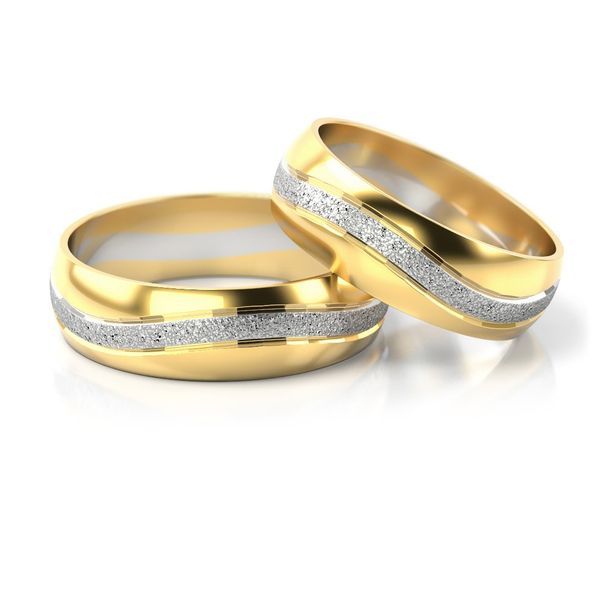 Złote obrączki ślubne - półokrągłe, dwukolorowe
