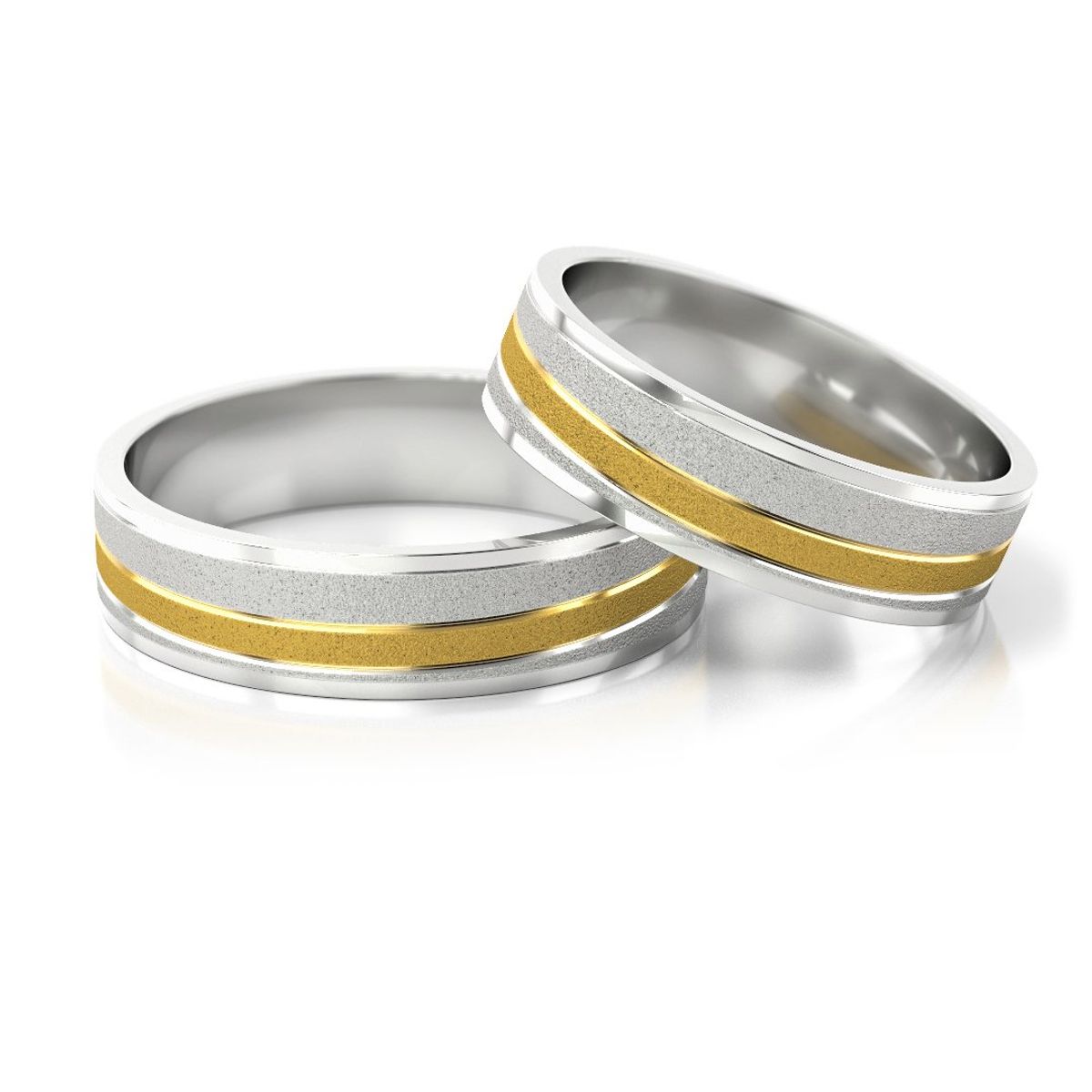 Złote obrączki ślubne - płaskie, dwukolorowe