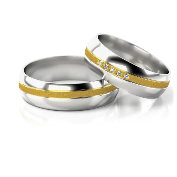 Złote obrączki ślubne - półokrągłe, dwukolorowe