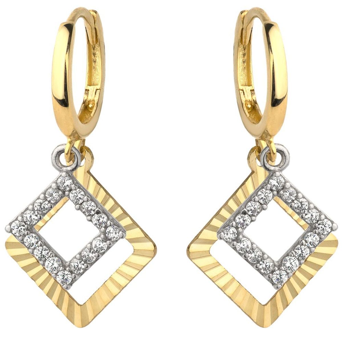 Złote kolczyki dwa kwadraciki