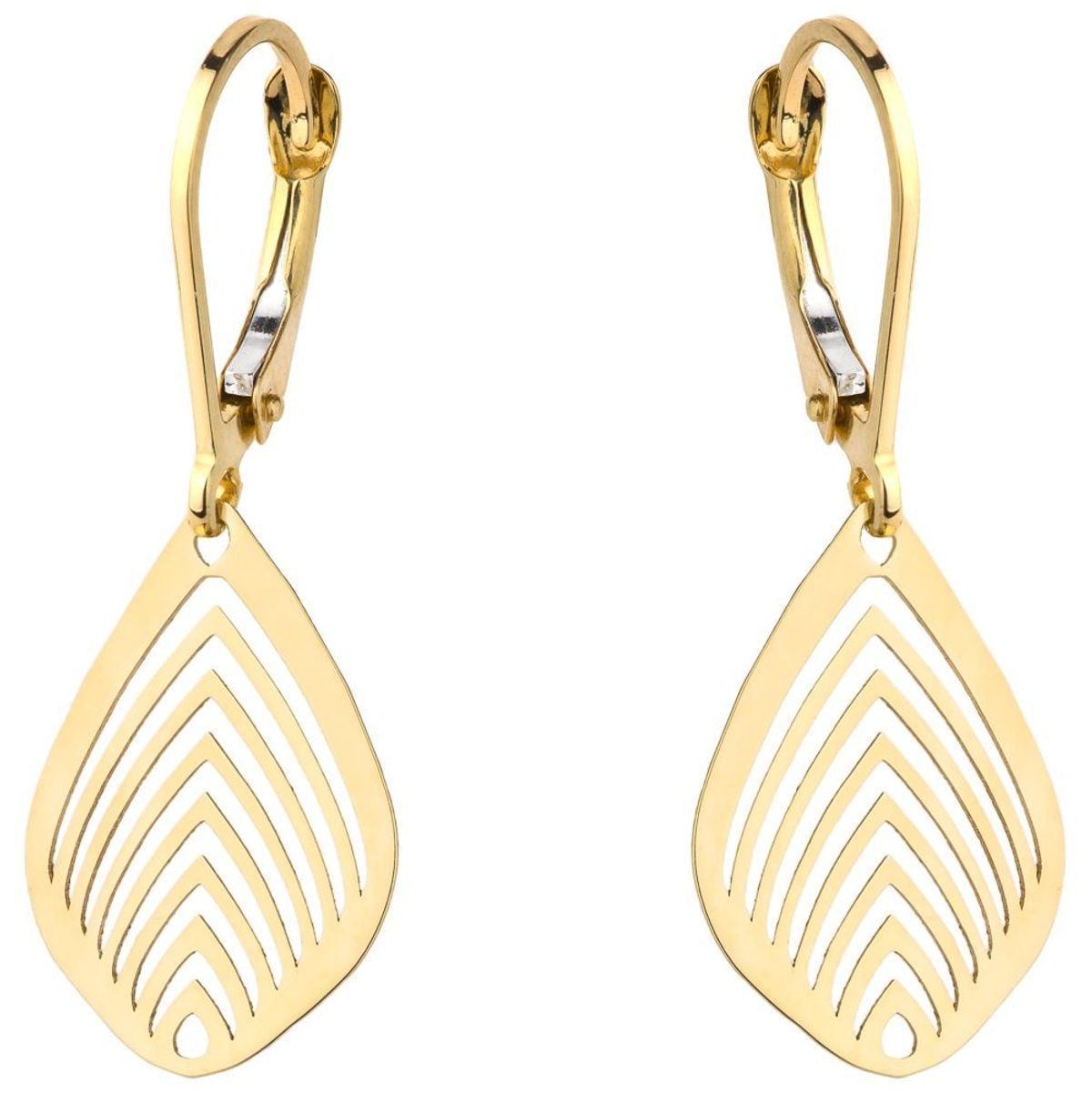 Złote kolczyki ażurowy liść