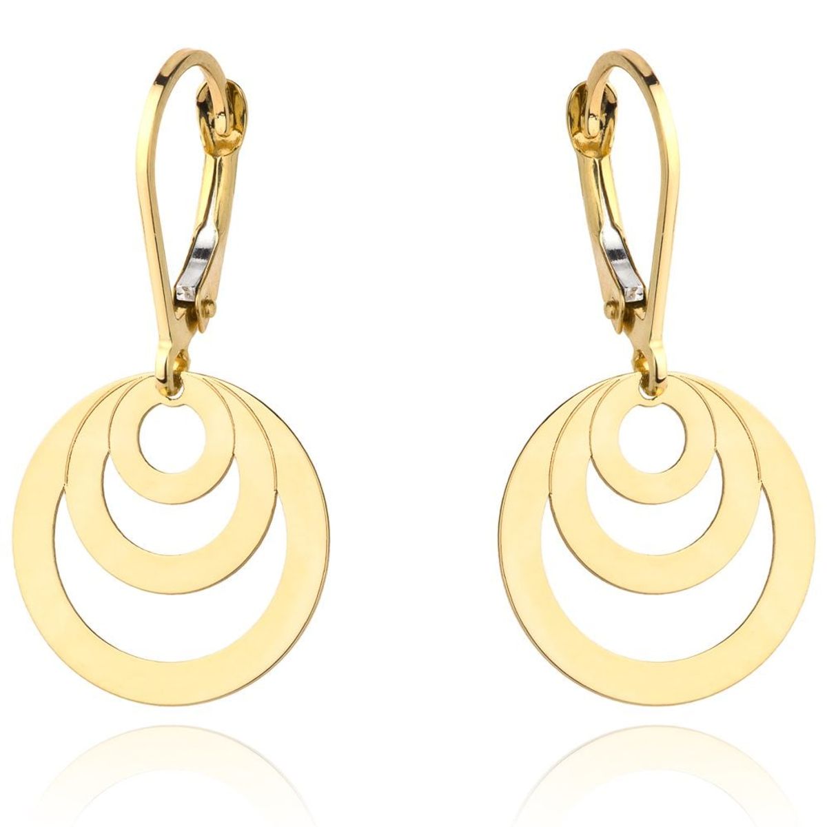 Złote kolczyki trzy kółka