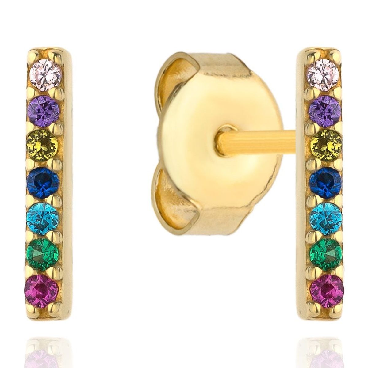 Złote kolczyki z kolorowymi cyrkoniami