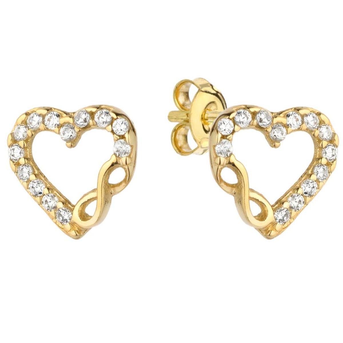 Złote kolczyki serce z cyrkoniami