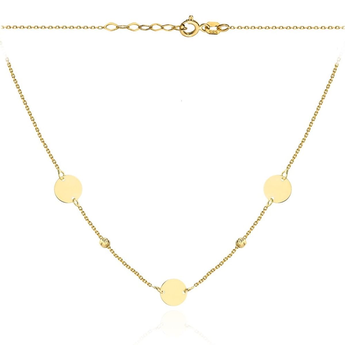 Złoty naszyjnik Choker z kółeczkami i diamentowanymi kuleczkami