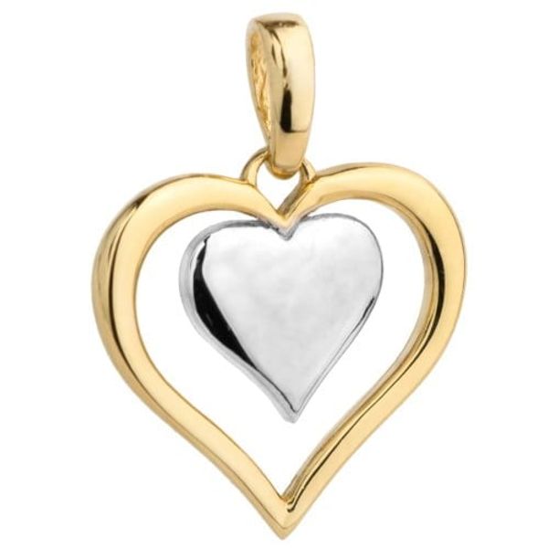 Złota zawieszka serce z serduszkiem w środku