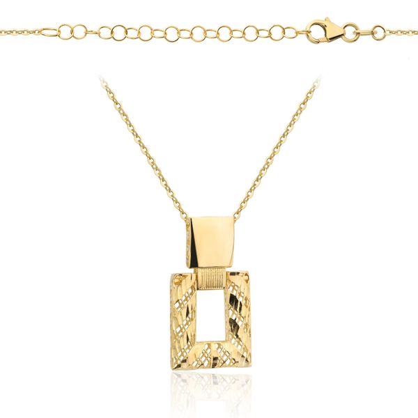 złoty naszyjnik ażurowy prostokąd