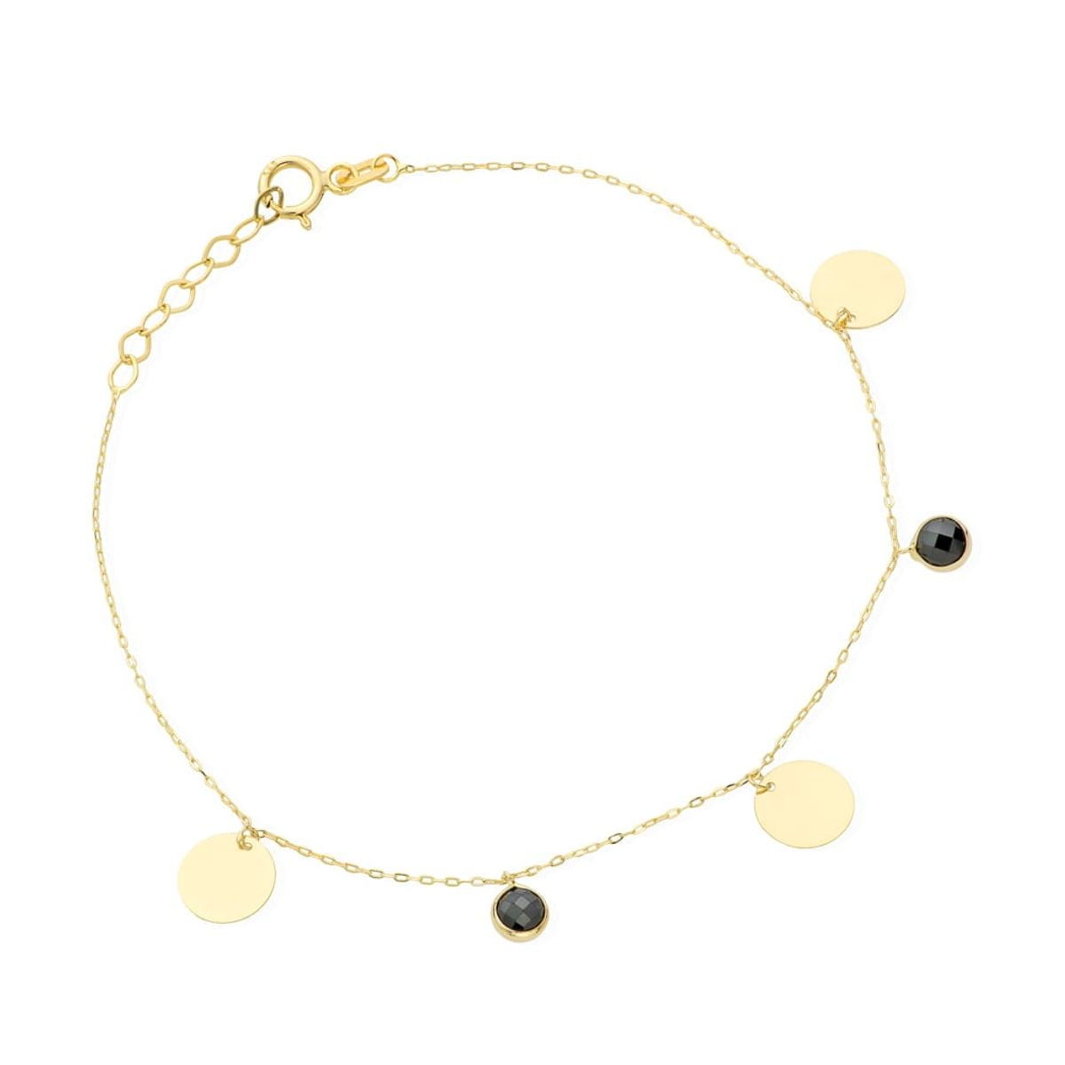 złota bransoletka kółka i czarne cyrkonie