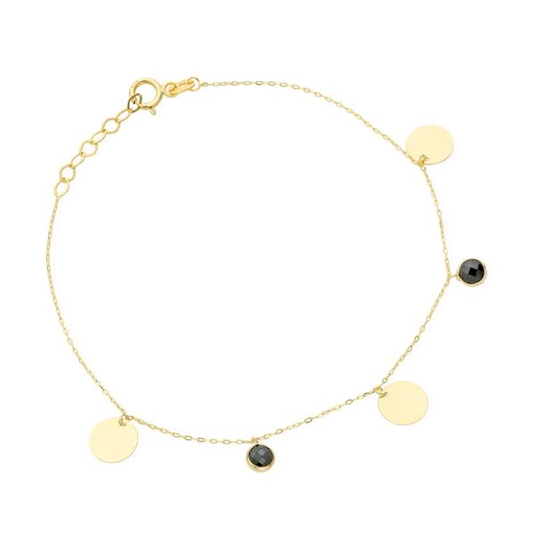 złota bransoletka kółka i czarne cyrkonie