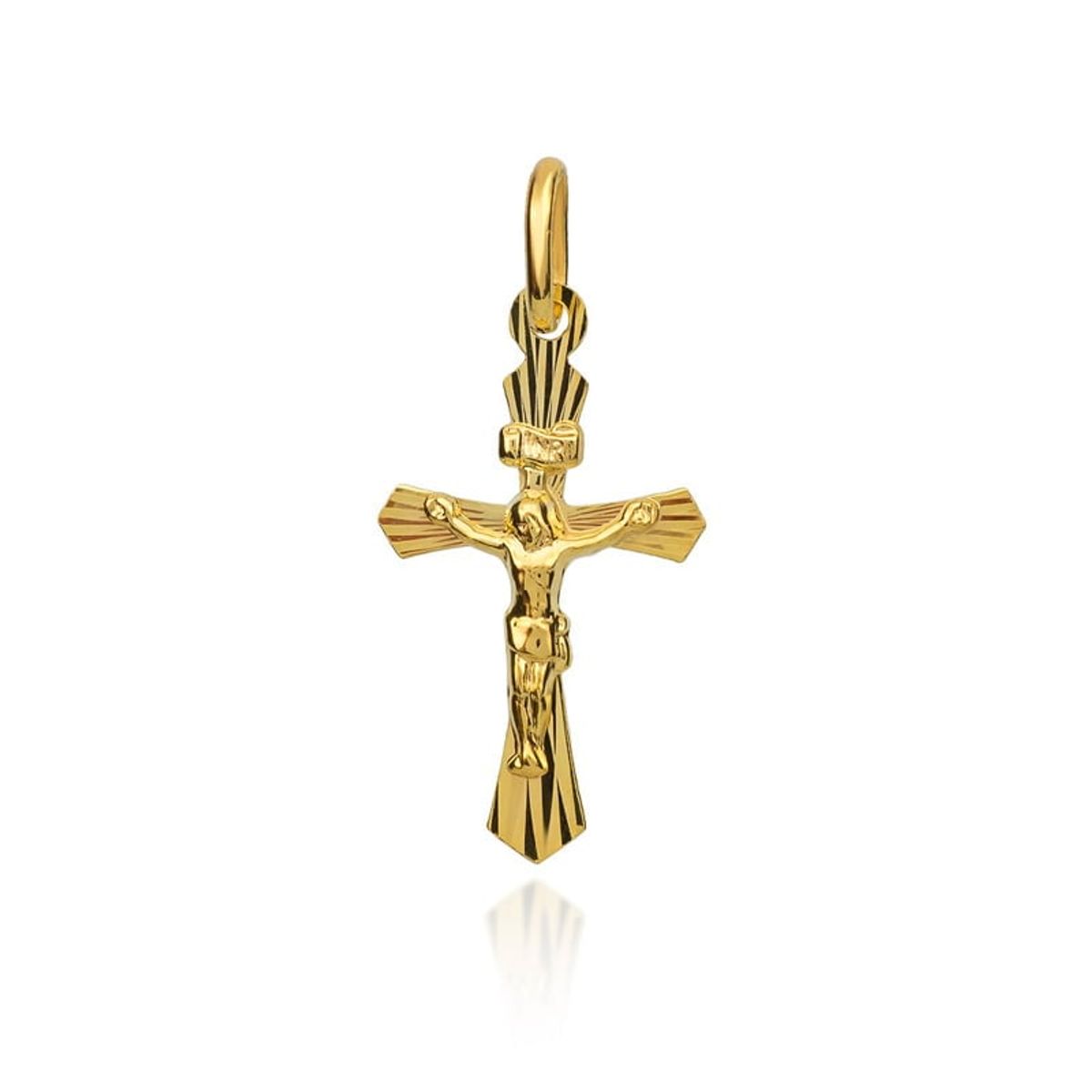 złoty krzyżyk grawerowany z pasyjką