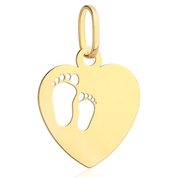 złota zawieszka serce ze stópkami