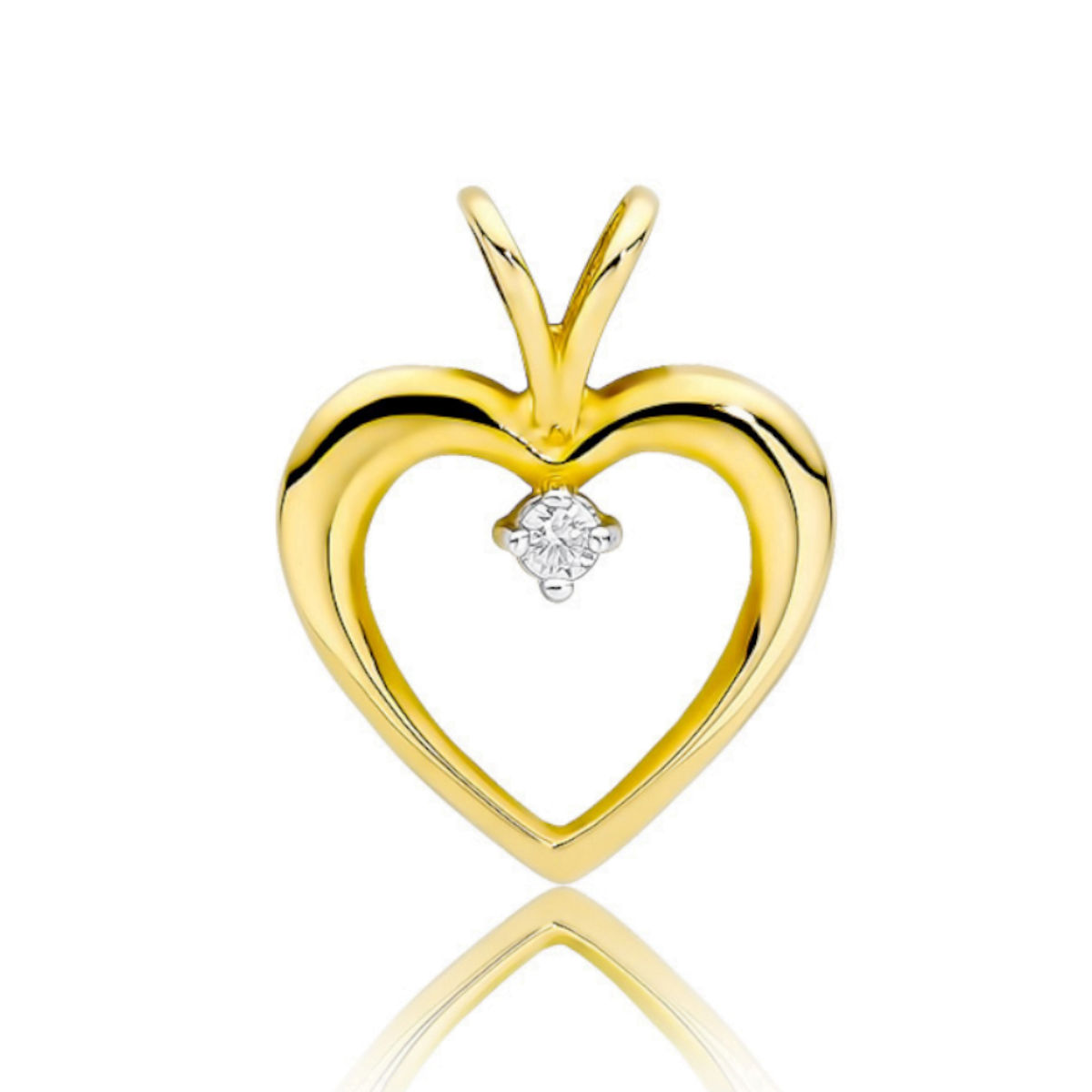 złota zawieszka serce z centralnym kamieniem