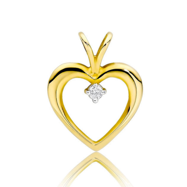 złota zawieszka serce z centralnym kamieniem