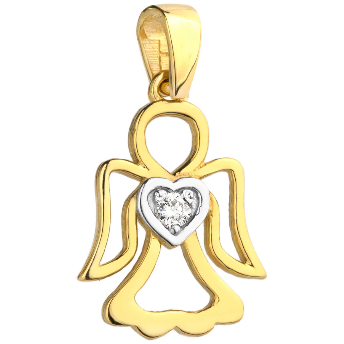 złota zawieszka aniołek z cyrkonią