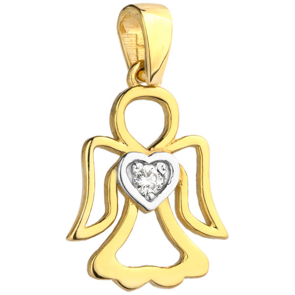 złota zawieszka aniołek z cyrkonią