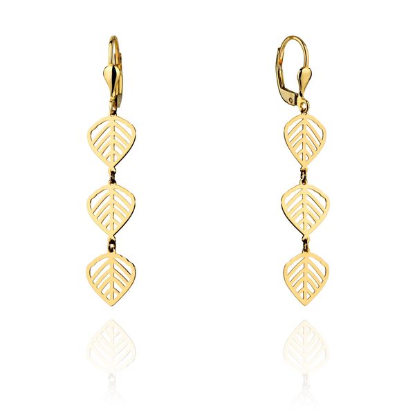 złote kolczyki wiszące listki