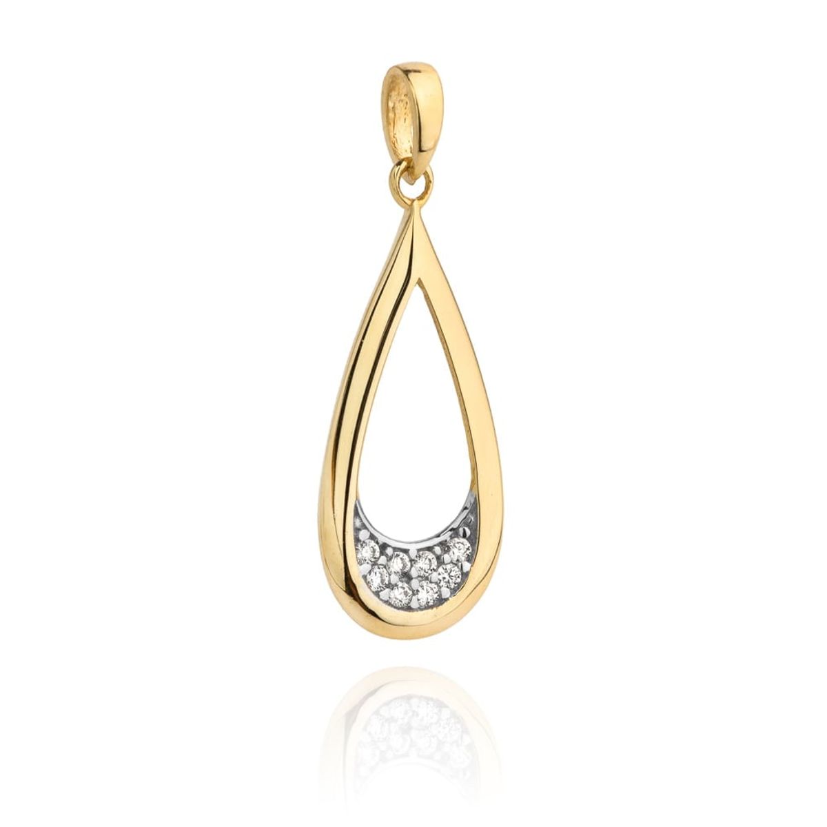 Złota zawieszka kropla z cyrkoniami