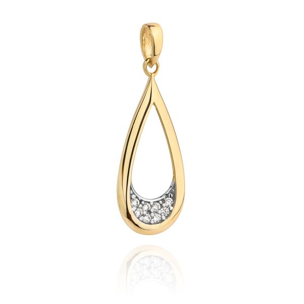 Złota zawieszka kropla z cyrkoniami