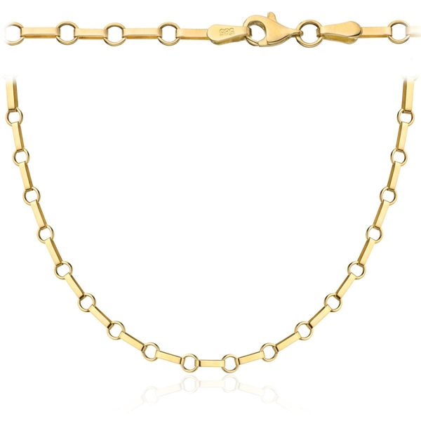 złoty naszyjnik złożony z kółek i owali połączonych na przemian