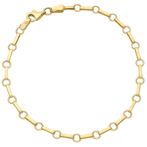 złota bransoletka wykonana z kółeczek i przestrzennych owali próby 585