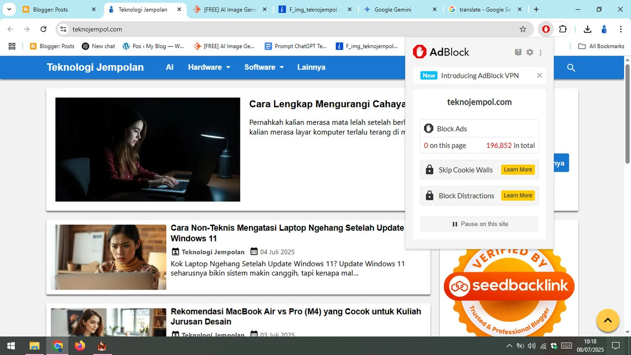Cara Mematikan AdBlock di Laptop/PC Desktop