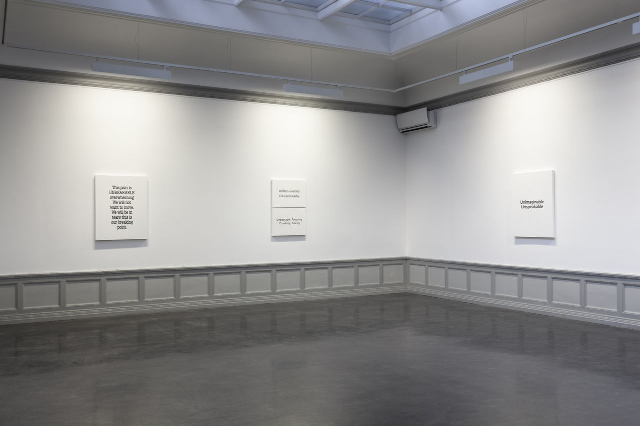 Amanda Ross-Ho, HURTS WORST (2018) Installation view