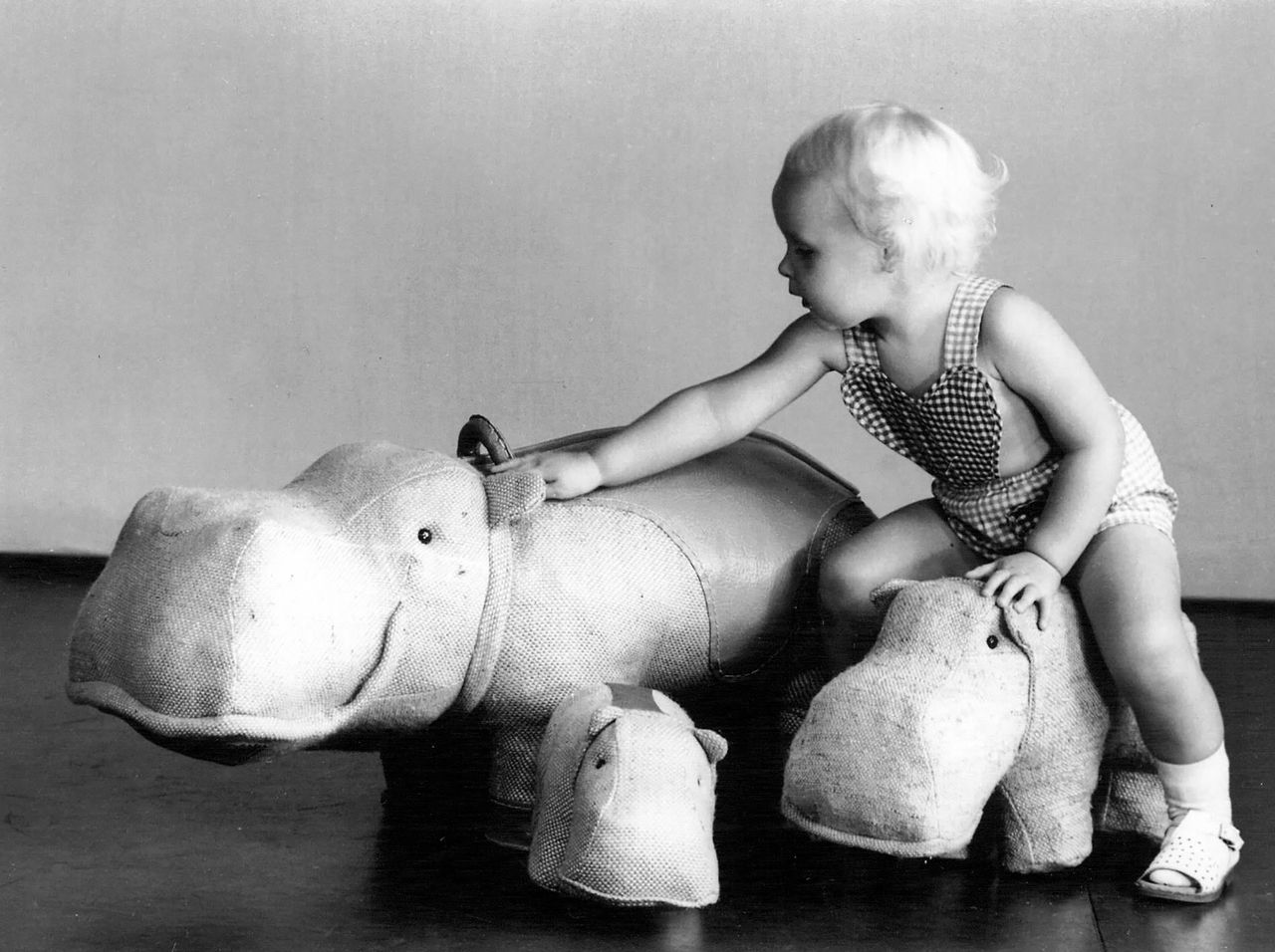 Original photograph of child with hippopotamus