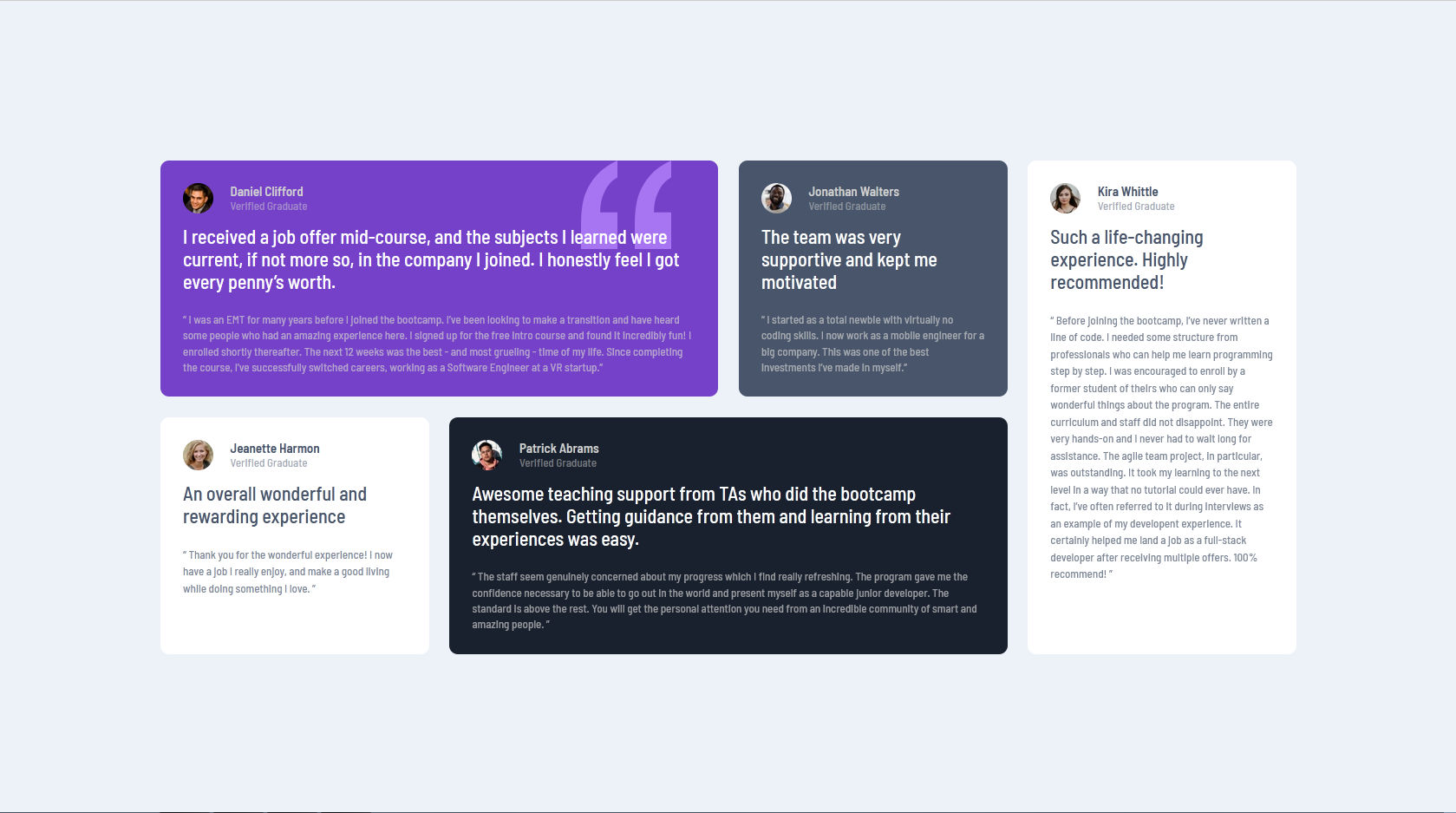 Testimonial grid