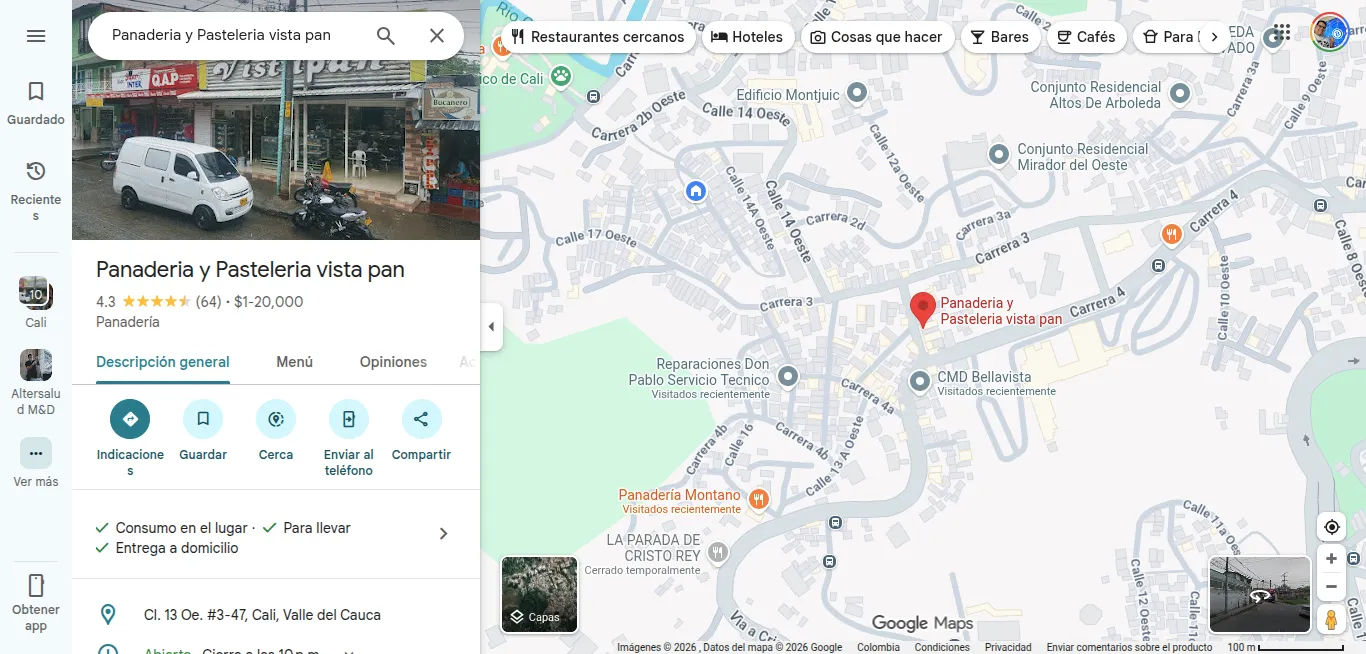 Panadería Vista Pan Maps