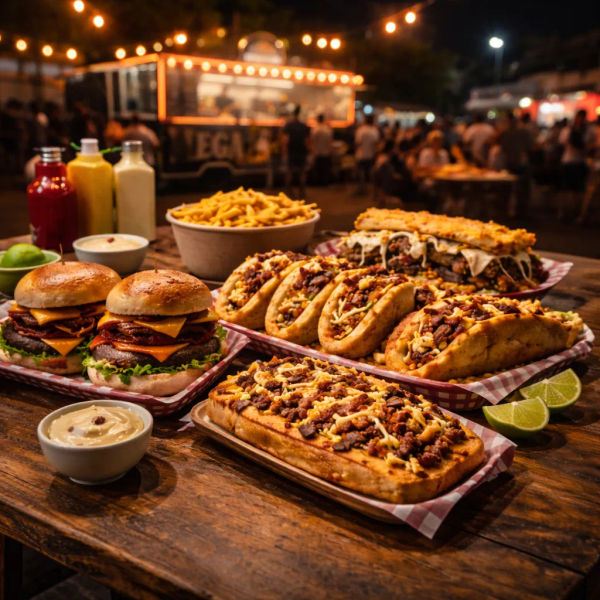 Comida nocturna en Pedregal Panamá hamburguesas pepitos patacones