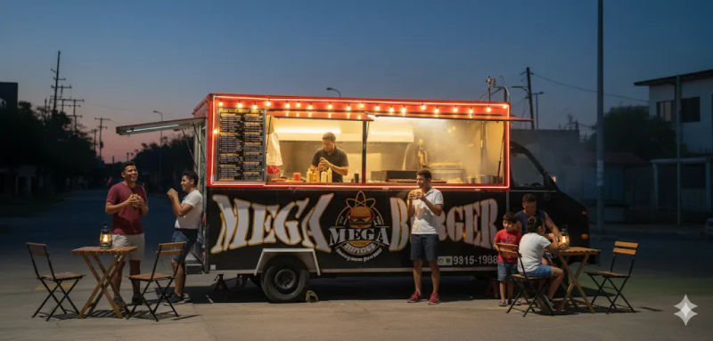 Food truck Mega Burger 507 en Plaza Villa Cecilia, Pedregal