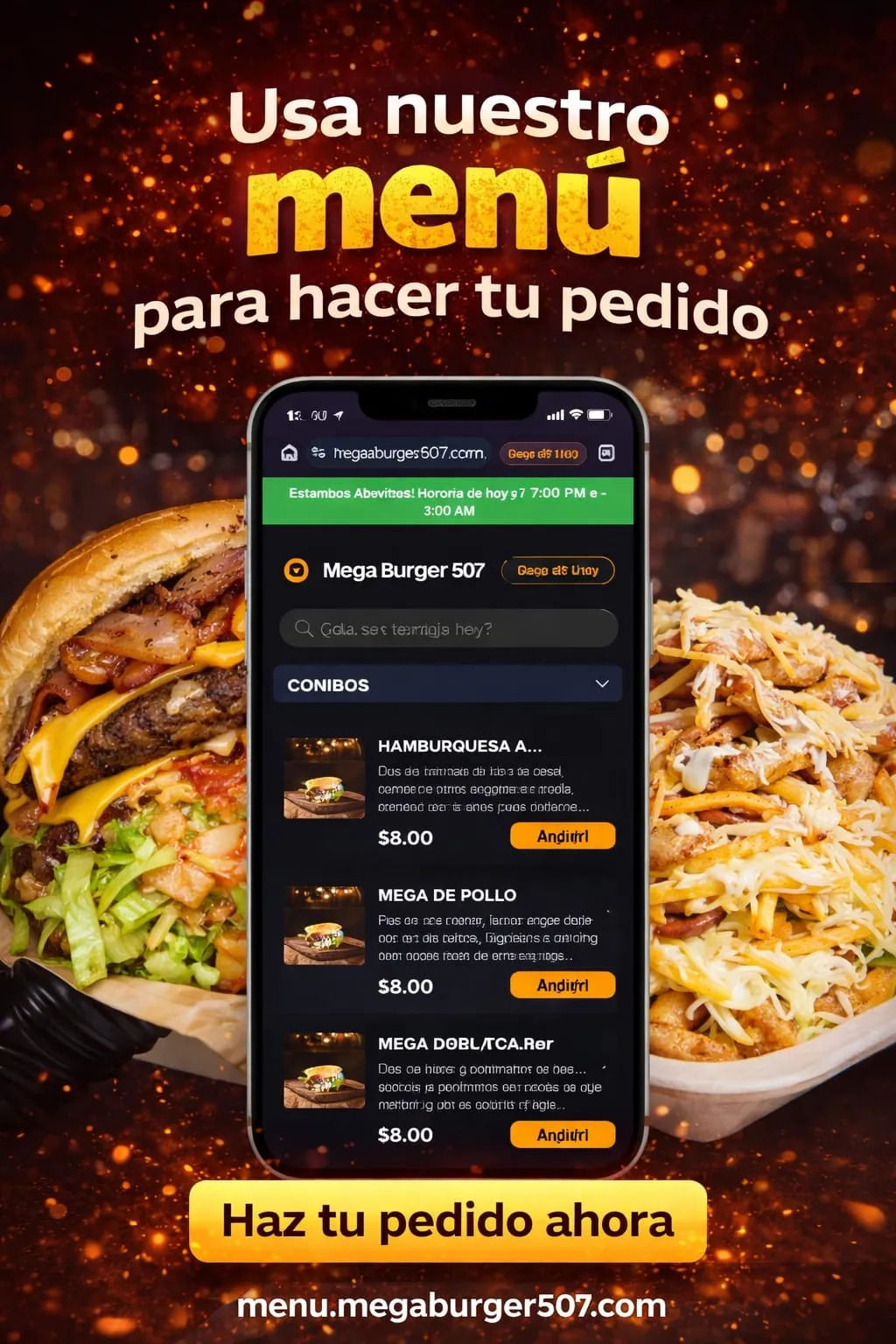 Vista previa del Menú Interactivo Online de Mega Burger 507