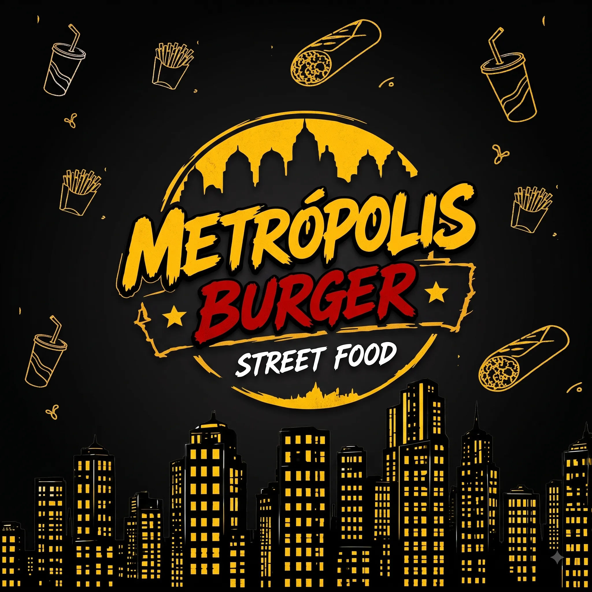 Logotipo de Metrópolis Burger Street Food en Pedregal Panamá