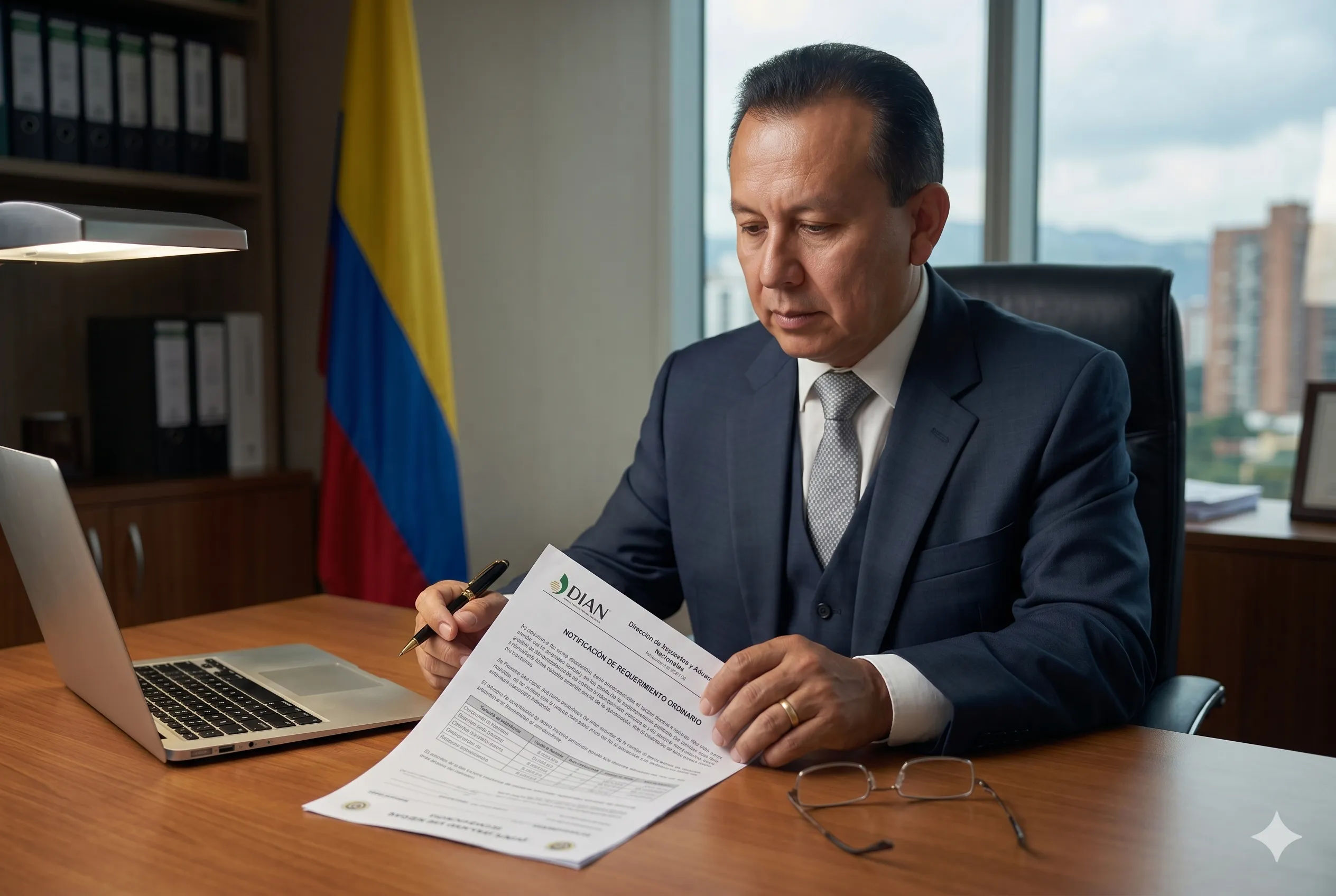 Rafael Cerón revisando requerimientos de la DIAN en Cali
