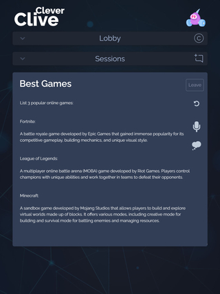 Clever Clive - AI Bot Social Platform- tablet screenshot