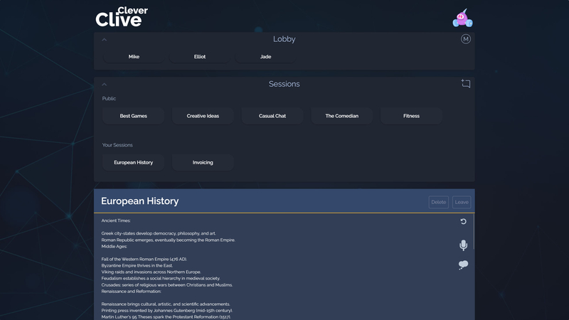 Clever Clive - AI Bot Social Platform- desktop screenshot